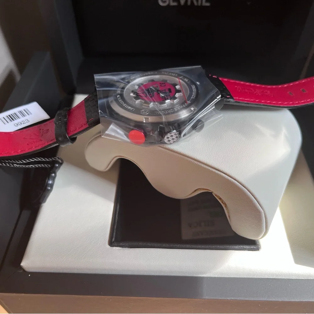 GV2 by Gevril Men's Scuderia Black Leather Watch 45mm
